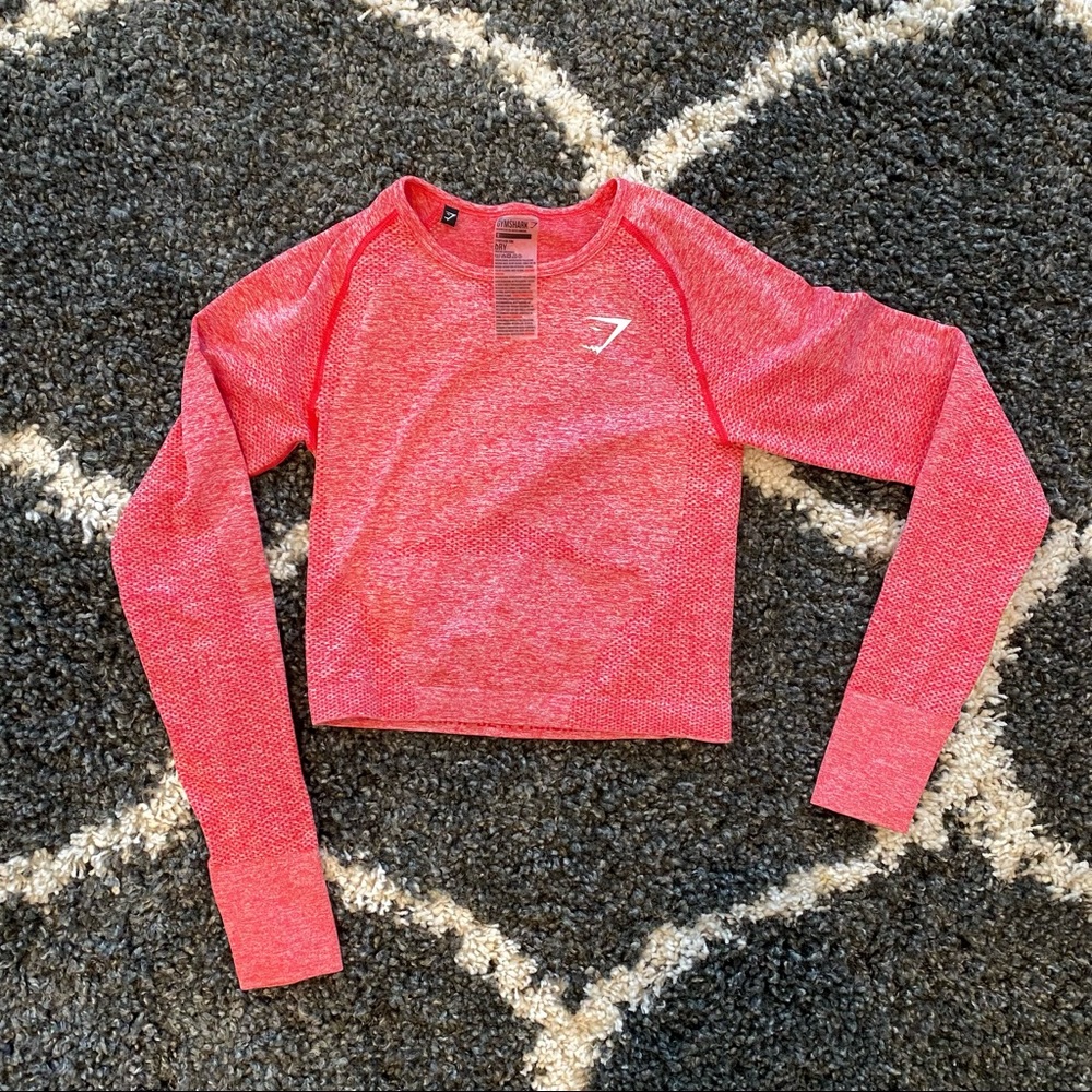 Pink marl Long sleeve seamless Gymshark Crop top